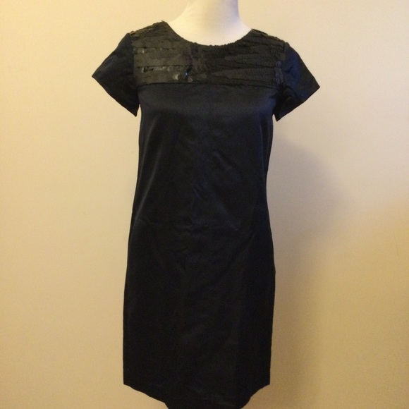 Vera Wang Lavender Label Navy Blue Silk Dress with Sequins Size 4 - Picture 1 of 8